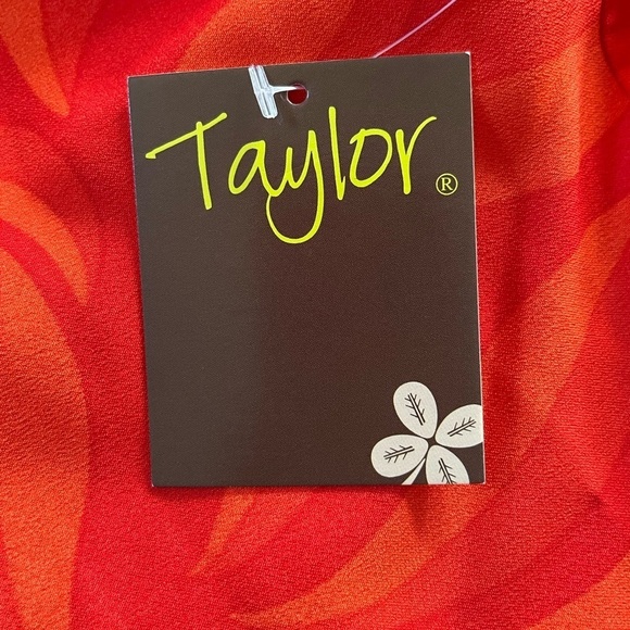 NWT Taylor Sleeveless Shoulder Tie Orange Swirl Design MIDI Dress Size Small - Picture 8 of 12